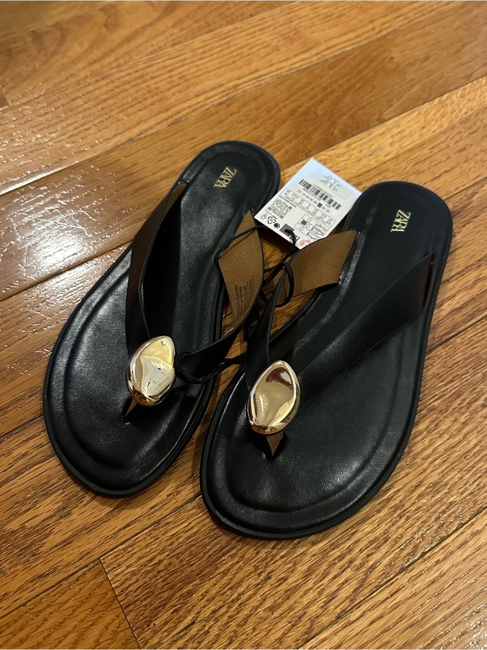 NWT Zara Sandals with Gold Accent